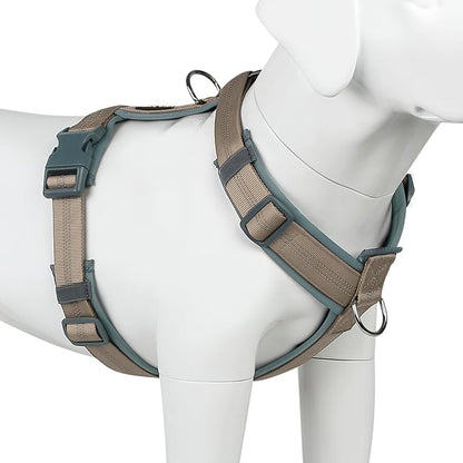 Plutus Pet No Pull Dog Harness, Adjustable Nylon Harness with Soft Padding, Reflective and Heavy Duty Dog Harness for Small, Medium, Large Dogs(Beige, S)