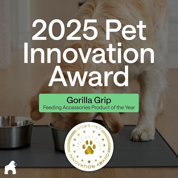 GORILLA GRIP 100% Waterproof Raised Edge BPA Free Silicone Pet Feeding Mat, Dog Cat Food Mats Contain Spills Protects Floors, Placemats for Cats and Dogs Water Bowl, Pets Accessories 32x24 Green