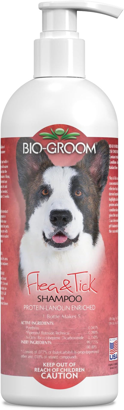 Bio-Groom Flea & Tick Dog Shampoo - Flea and Tick Prevention for Dogs, Cat Flea Treatment, Cruelty-Free, Made in USA, Natural Tick Repellent, Protein-Lanolin Shampoo - 32 fl oz 1-Pack