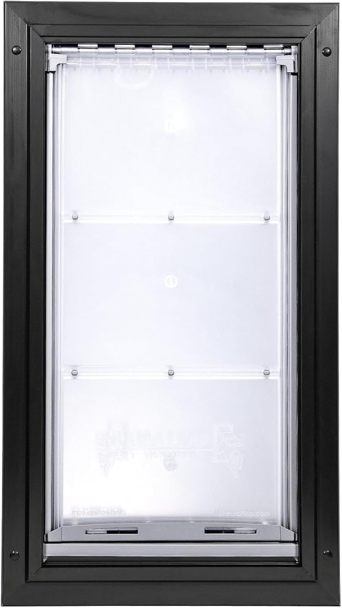 Endura Flap Single Flap Pet Door for Door Installations | Stylish for Interior & Exterior Doors | Durable Aluminum Frame & Weatherproof Dual-Layer Flap | Black, Large, Single Flap