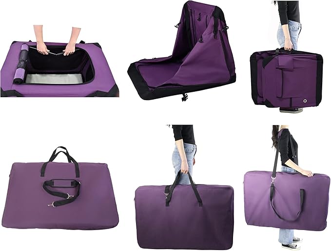 EliteField 4-Door Folding Soft Dog Crate with Curtains, Carrying Bag and Fleece Bed (2 Year Warranty), Indoor & Outdoor Pet Home (36" L x 24" W x 28" H, Purple+4 Door Curtains)