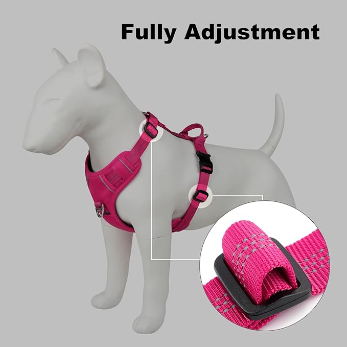 Plutus Pet No Pull Dog Harness, Reflective Adjustable Dog Vest Harness with Handle, Escape Proof, Soft Padded for Small Medium Large Dogs (Hot Pink, XS)