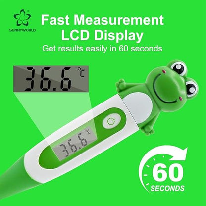 Digital Oral Thermometer Suitable for Children and Adults,High Accuracy Fast Measurement for Oral,Rectal,Underarm,Easy to Maintain Cleanliness and Hygiene,Soft Silicone,Frog
