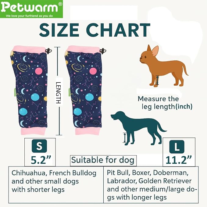 PetWarm Dog Recovery Sleeve 4pcs Set, Dog Leg Sleeve, Ideal for Comfort and Support During Pet Recovery, Suitable for Active or Support Recoverying Pet Use, Pink, S