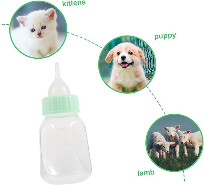 ORFOFE Small Pet Nursing Bottle Kit for Puppies Kittens Rabbits Soft Nipple Feeding Milk Bottle for Pets Portable Lightweight for Dogs Cats