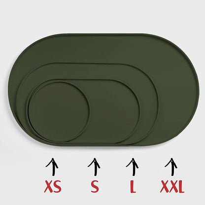 DogBuddy Dog Food Mat - Waterproof Dog Bowl Mat, Silicone Pet Mat for Food and Water Bowls, Nonslip Pet Feeding Mat with Edges, Dogs Food Mats for Floors, Puppy Supplies (XS, Khaki Green)