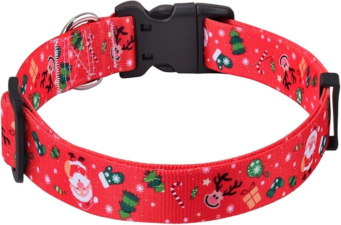 Mihqy Christmas Dog Collar - Premium Adjustable Dog Collar for Small Medium Large Dogs (Christmas, S)