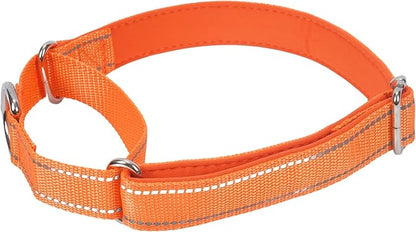SGODA Martingale Dog Collar, Reflective Nylon Padded Dog Training Collars for Small Dogs, Orange S