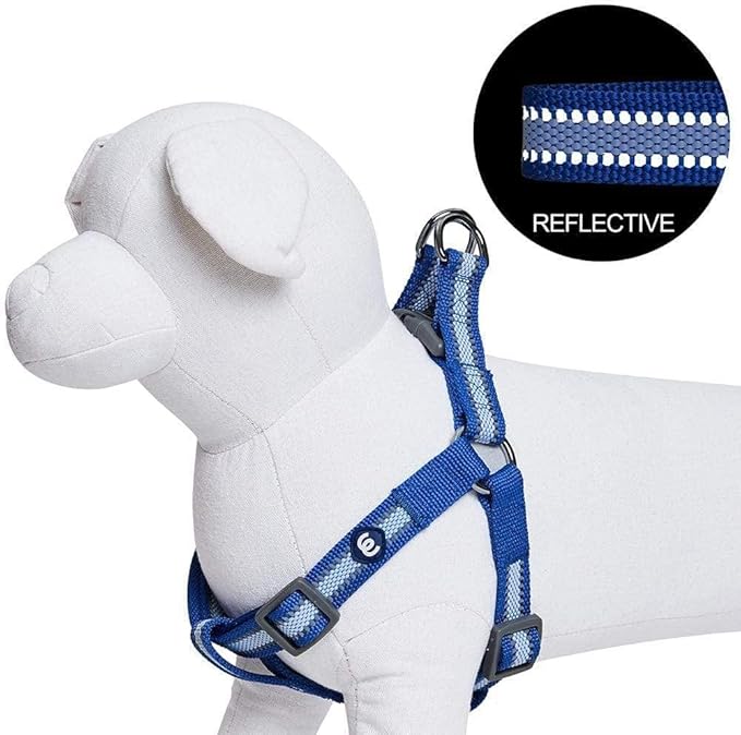Blueberry Pet Essentials Reflective Back to Basics Matching Dog Harness and Leash Set, Navy Blue, Adjustable Harness with 5 ft Leash for Small Dogs