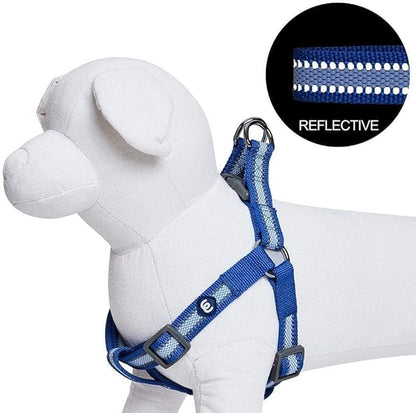Blueberry Pet Essentials Reflective Back to Basics Matching Dog Harness and Leash Set, Navy Blue, Adjustable Harness with 5 ft Leash for Small Dogs