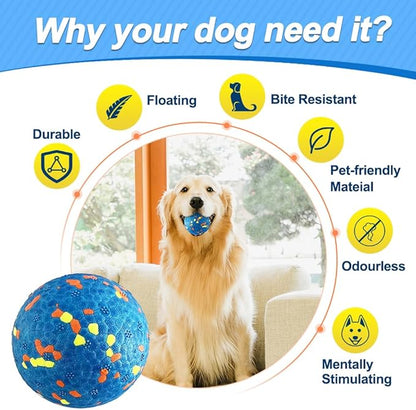 Mankoda Dog Balls, Tennis Ball Toys for Aggressive Chewers, Durable Teething Chew Dog Toys, Diameter 3'' Water Toy Fetch Balls, Interactive Dog Balls for Large and Medium Dogs (1 Ball)