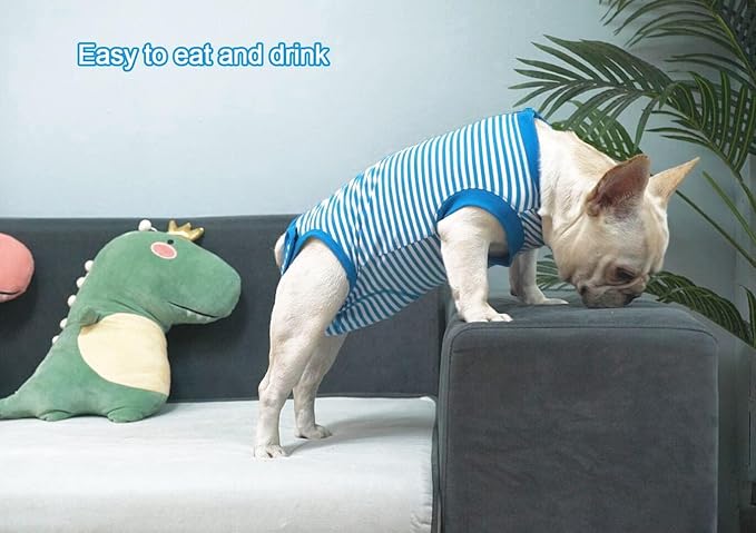 Dog Blue Recovery Suit for XXX-Large Female Spay,Male Dog Surgery Suit,Narrow Blue-White 3XL