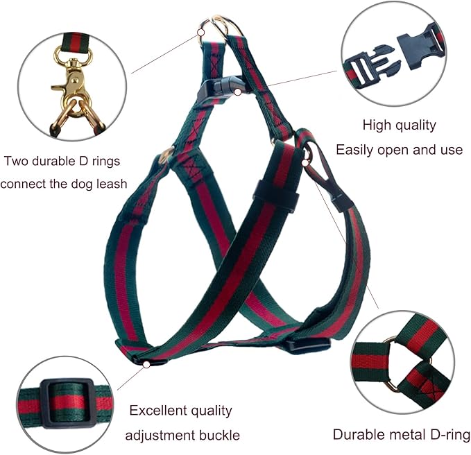 Premium and Stylish Dog Collar Harness and Leash,Soft Comfortable，Chest Adjustable Pet Harness,Luxury Fashion Dog Harness Leashes Set Gift for Medium Dogs