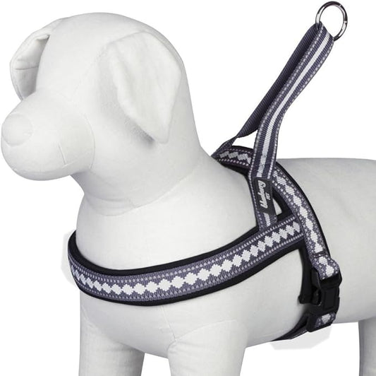 Blueberry Pet 4 Colors Soft & Comfy 3M Reflective Jacquard Padded Dog Harness, Chest Girth 30" - 38.5", Purple Grey, Large, Adjustable Harnesses for Dogs