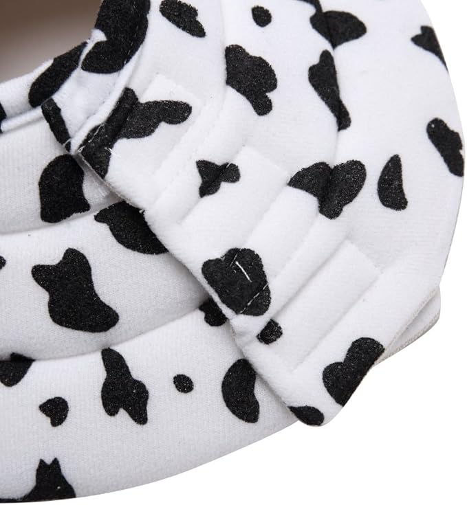 Pet Recovery Collar,Dog Protective E-Collar Soft Dog Cone Breathable Secure Lovely Collar for Puppy Small Medium Dogs (S-Neck: 30-33cm, Cow)