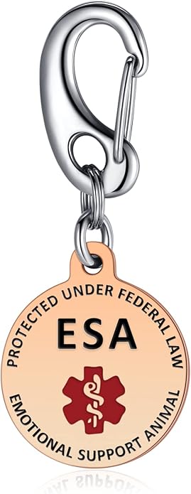 Service Dog Tag/ESA Animal Tag - Double Sided with Federal Protection & Red Medical Alert Symbol| Easily Attach to Collar, Harness, Vest | Service Dog Identification Tag
