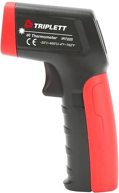 Triplett IRT225 10:1 Non-Contact Mini IR Thermometer with Certificate of Calibration to NIST, -4 to 752°F (-20 to 400°C)