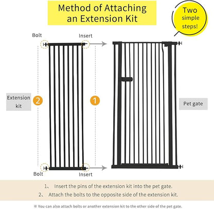 Lumizone Extra Tall Cat Gate Extension Kit 61.02" High Pressure Mounted 2025 New 16.73" Extra Wide 1.37" Gap No Drilling Tall Pet Gate for Dogs (Black, 61.02" H x 16.73" W, Extension)