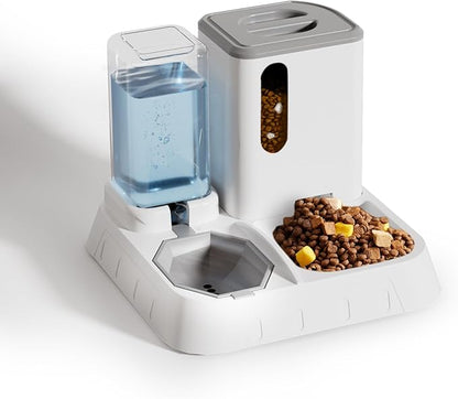Gravity Cat Feeder and Water Dispenser Set, Automatic Feeder and Water Dispenser for Small Cats Dogs Pets,Large Capacity(1.3L+2.2L)