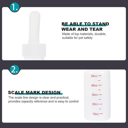 Luxshiny 3Pcs Small Portable Pet Nurser Bottles Scale Milk Feeding Bottles with Elastic Nipples for Kittens Puppies Newborn Animals Safe Odorless Material