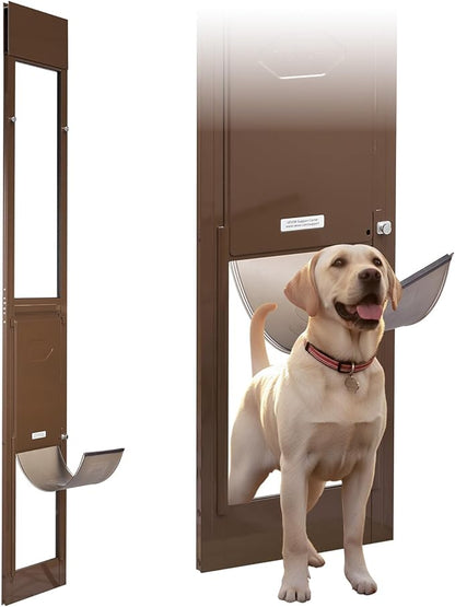 VEVOR Dog Door for Sliding Glass Door, 75 7/8 to 80 11/16 in Adjustable Height, Aluminum Alloy Frame with Rotating Hinges, Lock Design, 10 1/4 x 16 1/4 in Flap, Sliding Glass Pet Door for Renters