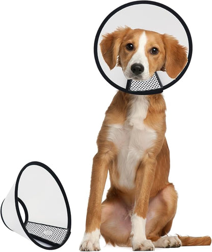 Dog Cone After Surgery, Adjustable Pet Recovery Collar for Dogs and Cats, Plastic Elizabethan Neck E-Collar Stop Licking Wounds (L-D)