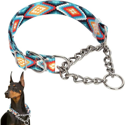Chain Collars for Large Dogs，Stainless Steel Chain Martingale Collar for Dogs, No Pull Slip Cinch Choker Choke Heavy Duty Dog Collar