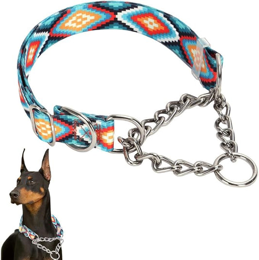 Chain Collars for Large Dogs，Stainless Steel Chain Martingale Collar for Dogs, No Pull Slip Cinch Choker Choke Heavy Duty Dog Collar