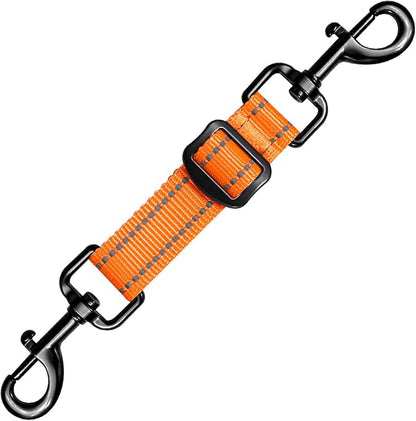 Dog Collar Safety Clip, Reflective Double-Ended Backup Connector for Harness to Collar, Adjustable Safety Clip for Prong, Pinch Collars, Prevents Escapes & Accidental Disconnection