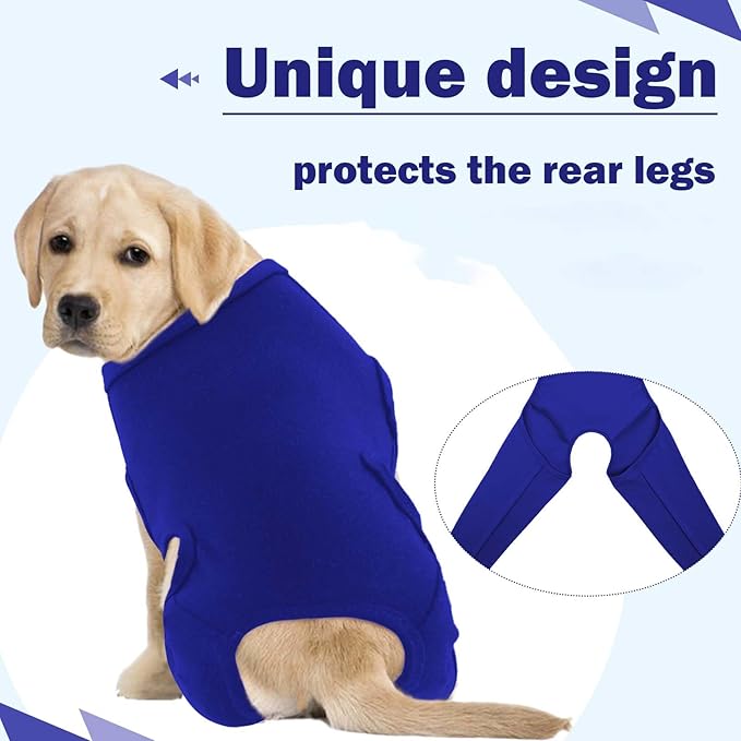 ROZKITCH Dog Leg Sleeve to Stop Licking Rear Leg for Right Left, Pet Anti Licking Wound Elbow Protector, Dog Recovery Suit Cone Collar Alternative for Sprain ACL CCL Arthritis Joint Care Blue L