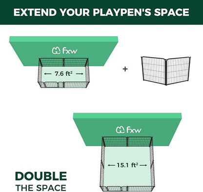 FXW Homeplus Unleashed Indoor Dog Playpen - Stress-Free and Safe Play, Heavy Duty 24 Inch 2 Panels Dog Pen for Puppy and Small Dogs, Black│Patented