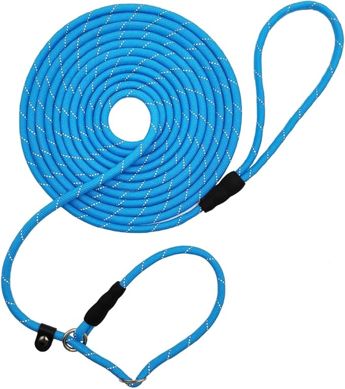 BTINESFUL 10FT / 15FT / 20FT Slip Lead Dog Leash, Reflective 1/3” Rope Leash Long Training Lead for Small Medium Dogs