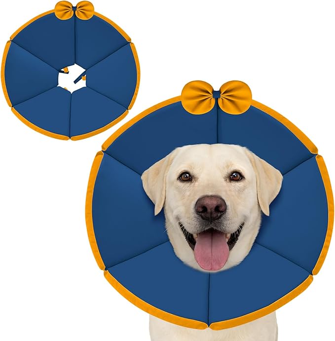 MAXFUT Soft Dog Cone Collar,Foam Cone for Dogs to Stop Licking After Surgery,Non Inflatable Dog Donut Cone (Light Blue, XXXL)