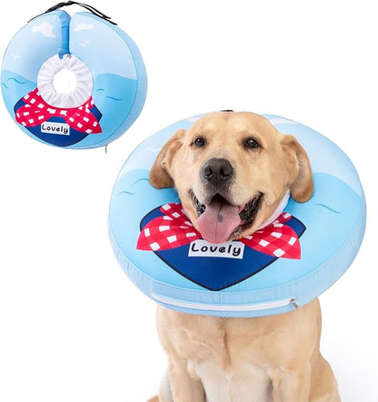 Inflatable Dog Cone Collar,Waterproof Soft Dog Donut Cone for Large Medium Small Dogs Cats, Recovery Pet E-Collar Alternatives After Surgery (Tie Red, Small)