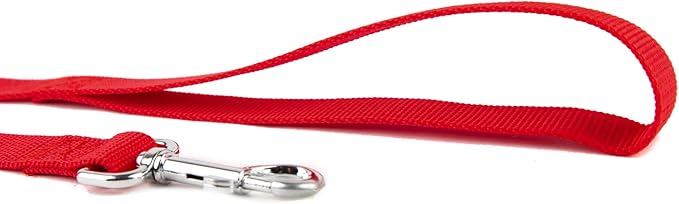 Nylon Dog Training Leash, Traction Rope, 4Ft /5 Foot /6 Feet Long, 5/8 inch 3/4 Inch 1 Inch Wide, for Small and Medium Dogs (5/8'' x 6 FT, Red)