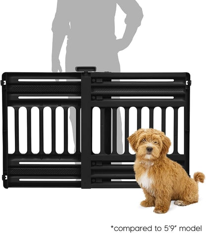 IRIS USA 24"-39" Dog Gate, Adjustable Indoor Pet Barrier, Pet Gate for Puppy, Small Dog, Cat, Easy Twist-to-Lock for Doorways & Stairs, Portable, Expandable, 25" Tall, Black