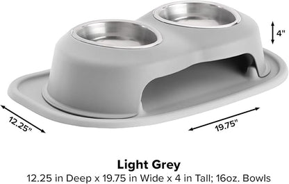 WeatherTech Double High Pet Feeding System - Elevated Dog/Cat Bowls - 4 inch High Light Grey (DHC1604LGLG)