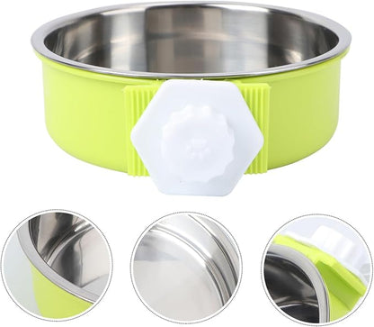 VANZACK Stainless Steel Dog Bowl Pet Feeder Portable Pet Water Dispenser Easy Cleaning Double Layer Bowl Green Pet Supplies
