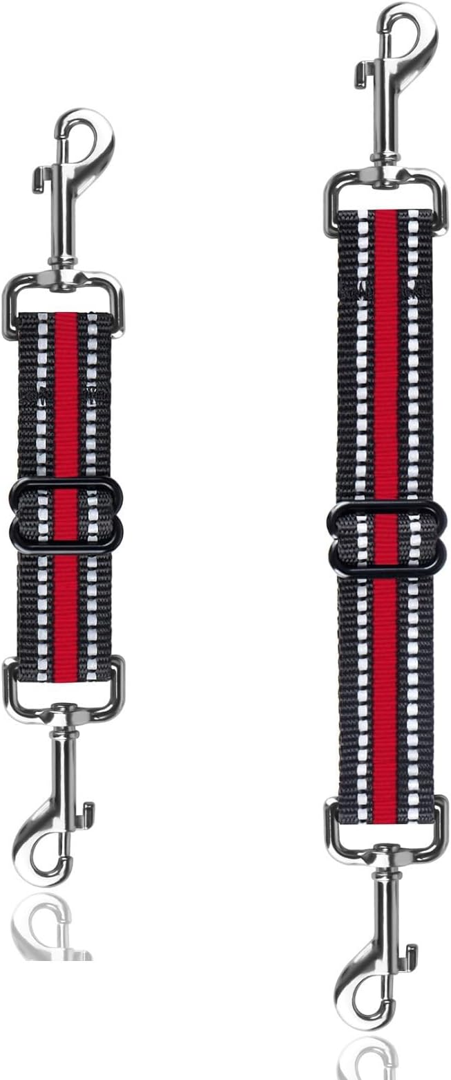 Dog Safety Clip,Prong Collar Safety Clip,Dog CollarClip Adjustable Reflective Nylon Puppy Collar Backup Collar Pet Collar Harness Connector Backup Clasp (Thickening Red)