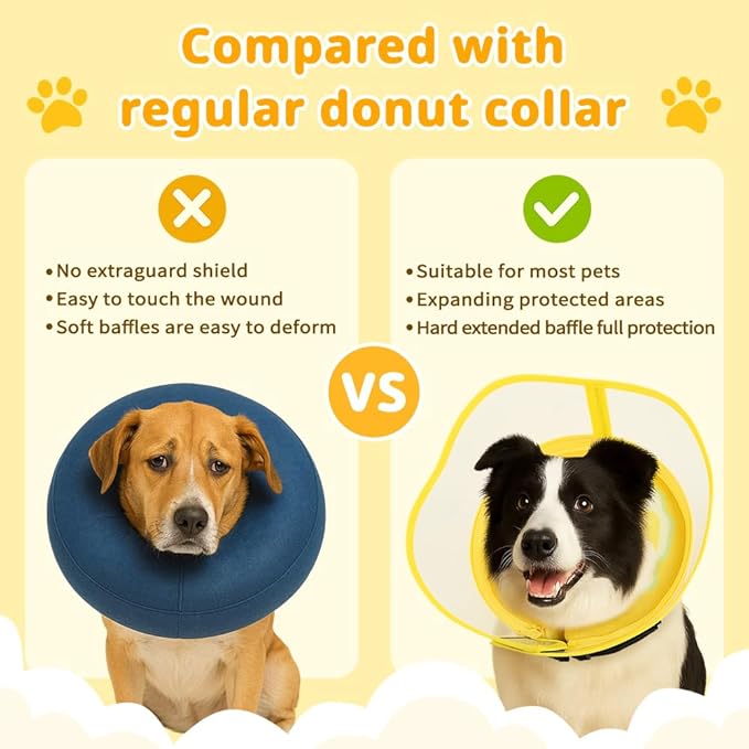 Soft Dog Cone Collar, Inflatable Cones Alternative After Surgery for Large/Medium/Small Dogs to Stop Licking, Elizabethan Neck Ecollars of Shame with Anti-Lick Shield, XL Comfy Pillow Recovery