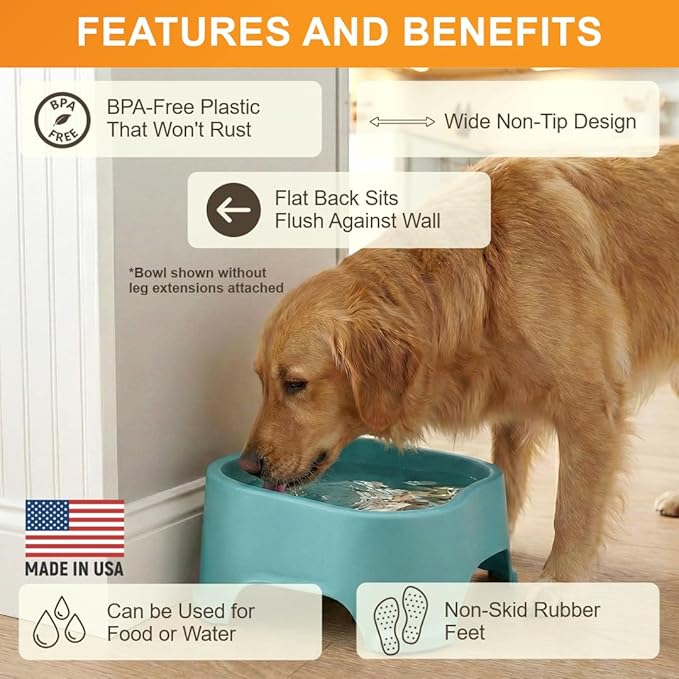Neater Pet Brands Extra Large Water Bowl for Dogs, Elevated Outdoor Dog Water Bowl (2.25 Gallon XL Capacity), Big Trough Style Food Dish for Indoors or Outside, No Spill Large Dog Bowls, Aquamarine