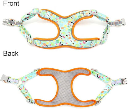 Dog Cat Harness Leash Set Yellow Printed Dog Collar Leash Set Personalized Pet Dog Collar Harnesses Walking Leash for Medium Large Dogs L