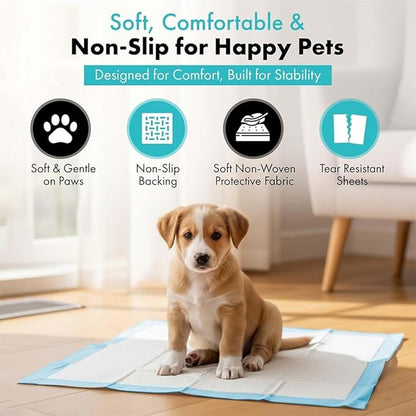 TBM Puppy Pads Pack of 2 (200 Count) - 23.6" x 23.6" - Super Absorbent Pee Pads for Dogs - Premium Leak-Proof - Pets Potty Training Essentials - Disposable Quick-Dry Pads for Puppies | Cats | Rabbits