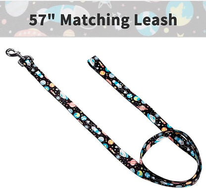 Ihoming Dog Collar and Leash Set for Daily Outdoor Walking Running Training, Space Design for Large Boys Girls Dogs Cats Pets, L-Up to 80LBS