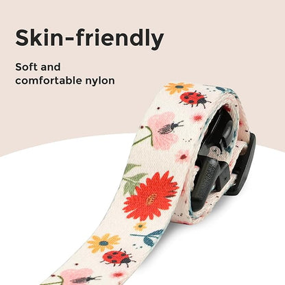 Kazazoo Dog Collar Cute and Soft Nylon Puppy Collar for Boy and Girl, Adjustable Dog Collars for Small Medium Dogs, Ladybugs and Flowers-S