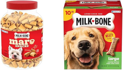 Milk-Bone Dog Treats Bundle: MaroSnacks Beef 40 Ounce + Original Large Biscuits 10 Pound