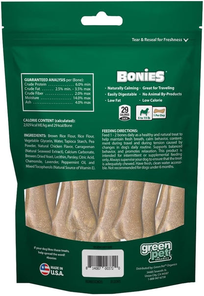 Bonies Natural Calming Formula Dog Treats - Contains Chamomile & Lavender, Help Anxiety, Excessive Barking & Trembling, Chicken Flavor, Mini, 20 Bones
