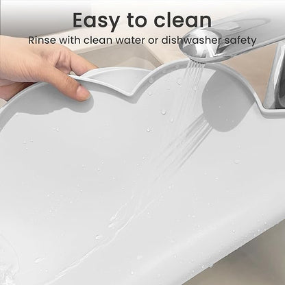 Ptlom Pet Placemat for Dogs and Cats, Non-Slip Waterproof Dog Feeding Mats Prevent Food and Water Overflow, Puppy Bowl Mat Suitable for Small, Medium and Large Pets, Silicone, White
