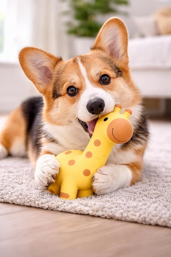 Multipet Giraffe Dog Toy | Latex Giraffe Dog Toy | Small Giraffes Squeaky Pet Toys | Squeaky Interactive Toys for Dogs | 5.75" (Yellow/Brown)