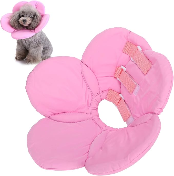 Dog Cone Collar, Wound Healing Protective Cone Surgery Recovery Collars Dog Donut Collar After Surgery Elizabethan Collar for Dogs Adjustable Soft Neck Cone for Small Pet (L)